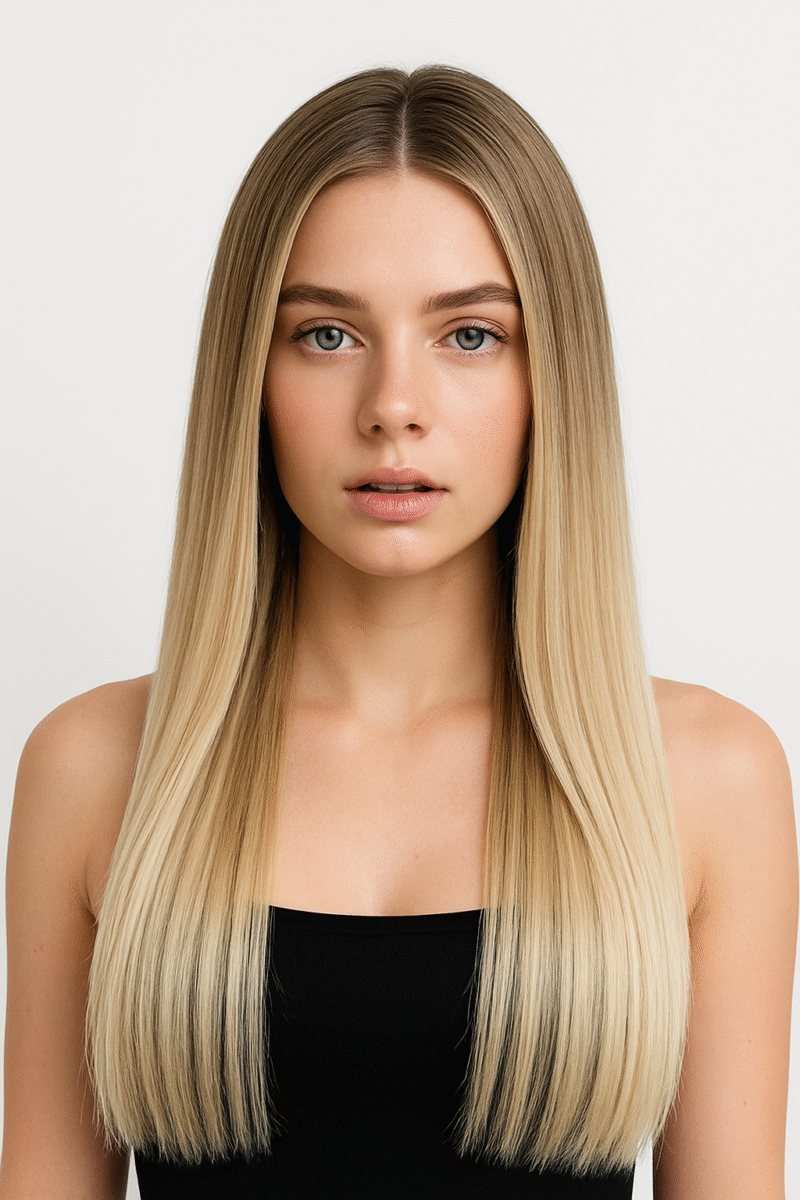 Extensiones de Queratina con Punta en U tono 18/22# - Mechas Rubio Beige Oscuro y Rubio Platino Cenizo - Cabello Natural 100gr - Imagen 2