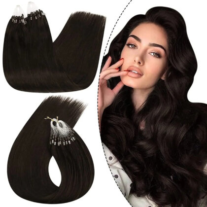 Extensiones de Grapa con Micro Ring tono 2# - Castaño Muy Oscuro - Cabello Natural 100gr