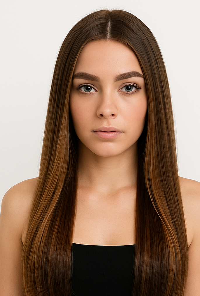 2/6/2# Mechas Castaño Claro y Castaño Oscuro – Extensiones Hilo Invisible