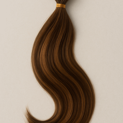 Extensiones de Grapa con Micro Ring tono 2/6/2# - Mechas Castaño Claro y Castaño Oscuro - Cabello Natural 100gr