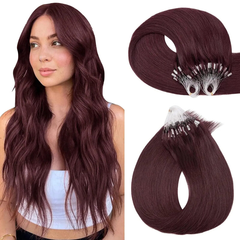 Extensiones de Grapa con Micro Ring tono 35# - Caoba Intenso - Cabello Natural 100gr - Imagen 2