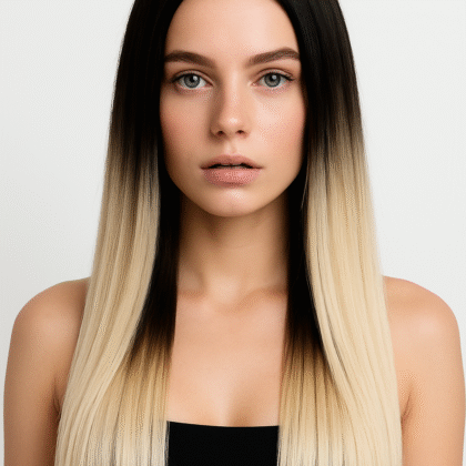 Extensiones de Grapa con Micro Ring tono T1B/613# – Raíz negra con rubio platino - Cabello Natural 100gr