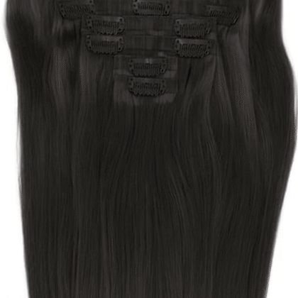Extensiones de Clip tono 1B# - Negro Natural - Cabello Humano 100gr 16 clips 7 piezas