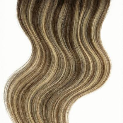 Extensiones de Clip tono 3/8/613# - Mechas Castaño Medio-Oscuro, Rubio Cenizo Oscuro y Rubio Platino Dorado - Cabello Humano 100gr 16 clips 7 piezas