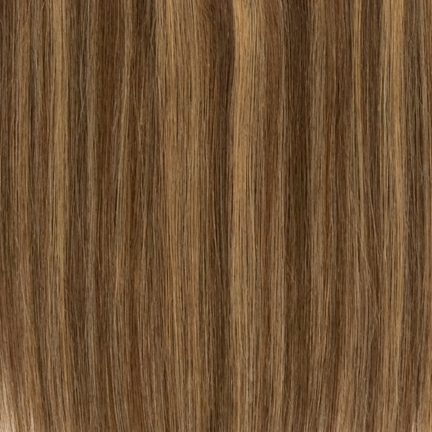 4/27/4# – Mechas Castaño Medio, Rubio Miel Oscuro y Castaño Medio - Extensiones Clip