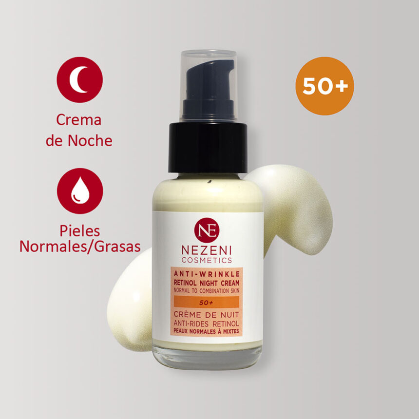 Nezeni - Crema Antiarrugas Noche con Retinol : Ácido Glicólico 50+ Pieles Normales a Grasas