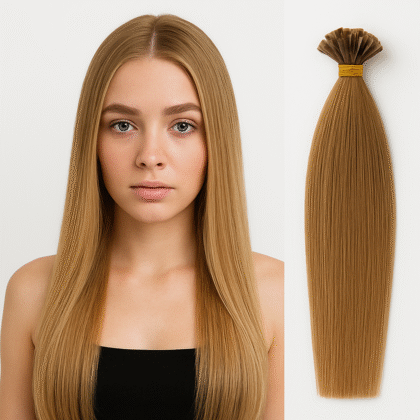 Extensiones de Queratina con Punta en U tono 18# - Rubio Beige Oscuro - Cabello Natural 100gr