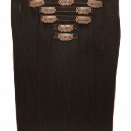 Extensiones de Clip Invisible tono 3# - Castaño Oscuro - Cabello Humano 100gr 16 clips 7 piezas