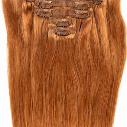 Extensiones de Clip tono 350# - Cobre Luminoso - Cabello Humano 100gr 16 clips 7 piezas