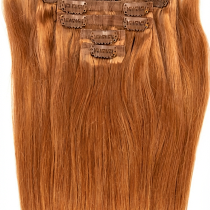 Extensiones de Clip Invisible tono 30# - Cobre - Cabello Humano 100gr 16 clips 7 piezas