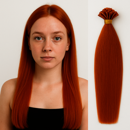 Extensiones de Queratina con Punta en U tono 350# - Cobre Luminoso - Cabello Natural 100gr