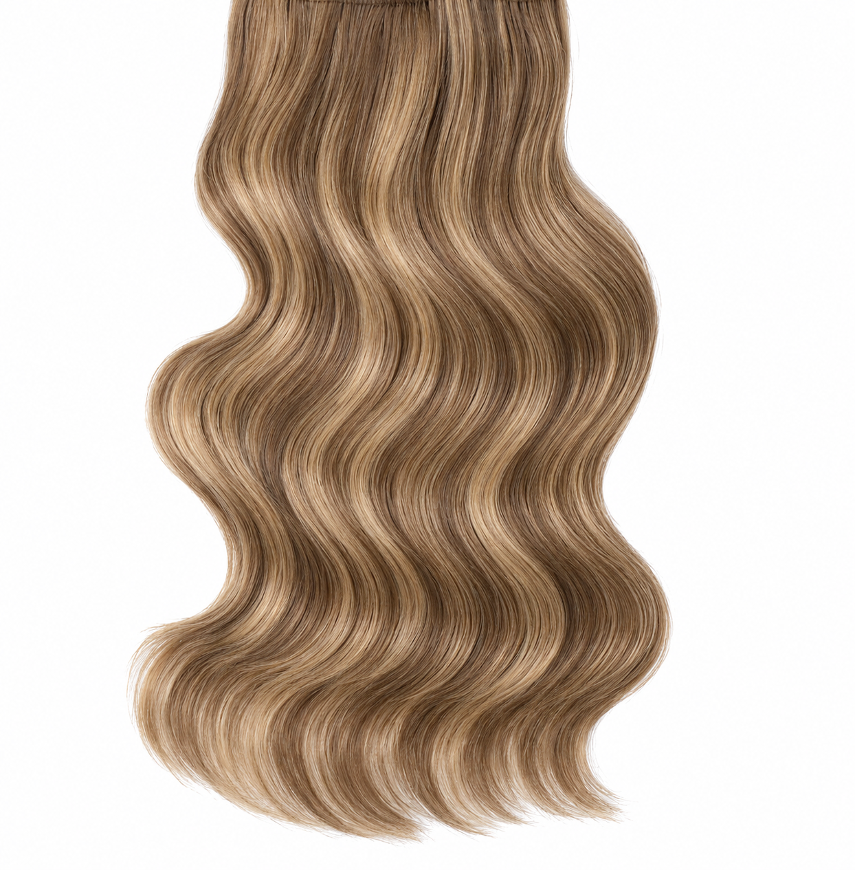 Extensiones de Clip Invisible tono 4/27/4# - Mechas Castaño Medio y Rubio Miel - Cabello Humano 100gr 16 clips 7 piezas - Imagen 4